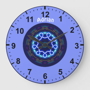 Grande Horloge Ronde ADRIAN Personnalisé ~ Spatial Roue Fractal ~ Grand