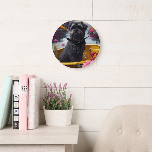 Grande Horloge Ronde Affenpinscher Chien sur une pagaie : une aventure (Salle de lecture)