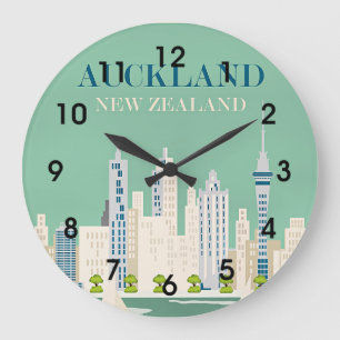 Grande Horloge Ronde Affiche de voyage d'Auckland, Nouvelle-Zélande