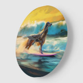 Grande Horloge Ronde Afghan Hound Beach Surf Peinture (Angle)