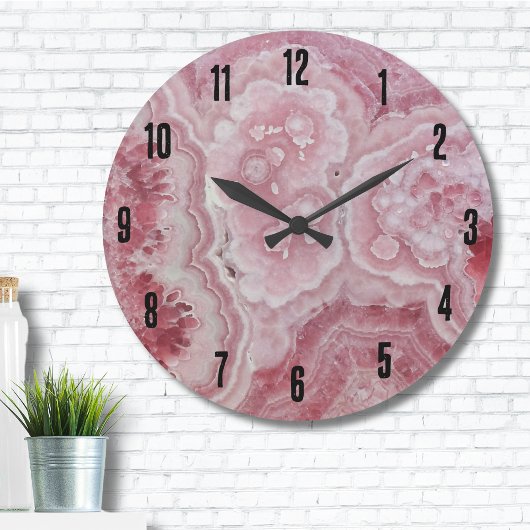 Grande Horloge Ronde Agate élégant Élégant rose