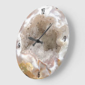 Grande Horloge Ronde Agate Geode Photo avec Quartz Crystal Druzy (Angle)