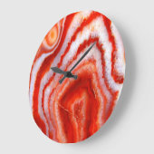Grande Horloge Ronde Agate Orange Sanguine. (Angle)