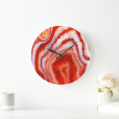 Grande Horloge Ronde Agate Orange Sanguine. (Maison)