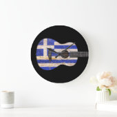 Grande Horloge Ronde Aged and Worn Greek Flag Acoustic Guitar (Maison)