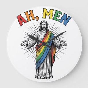Grande Horloge Ronde Ah Men Arc-en-ciel Religieux Vintage