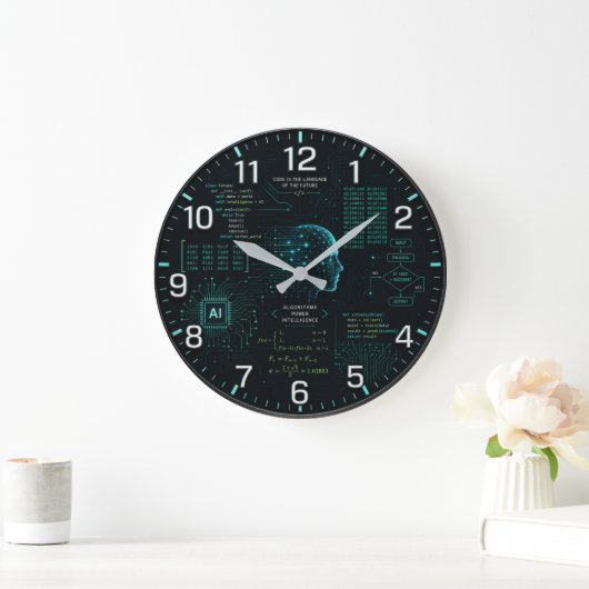 Grande Horloge Ronde AI Coding Programming Computer Science Software (Maison)
