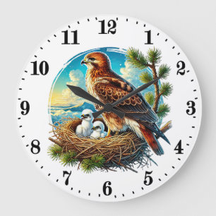 Grande Horloge Ronde Aigle mignon oiseau