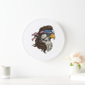 Grande Horloge Ronde Aigle patriotique Mullet Gravure vintage vecteur D (Maison)