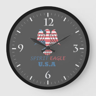 Grande Horloge Ronde aigle spirituel drapeau USA