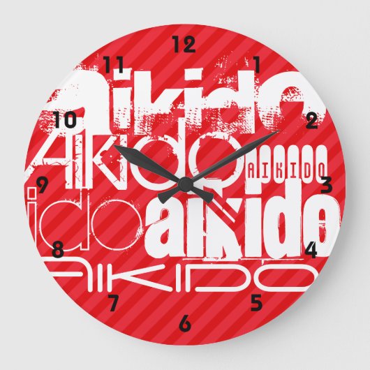 Grande Horloge Ronde Aikido ; Rayures de rouge d'écarlate (Recto)