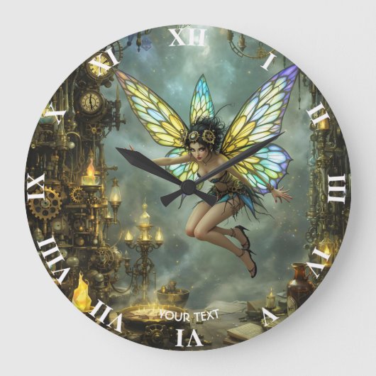 Grande Horloge Ronde Ailes de Papillon de Pixie Mignonnes Fantastiques (Recto)