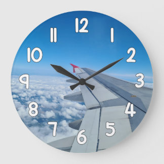 Grande Horloge Ronde Airplane Wing Wall Clock – Blue Sky Travel Aviatio