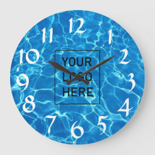 Grande Horloge Ronde Ajouter Votre Entreprise Logo Piscine Eau