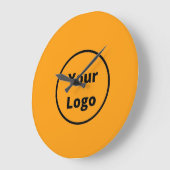 Grande Horloge Ronde Ajouter votre logo orange (Angle)
