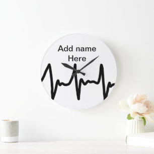 Grande Horloge Ronde Ajouter votre nom musique noire beats design musiq