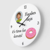 Grande Horloge Ronde Ajoutez votre photo : 'Il est temps pour les beign (Angle)