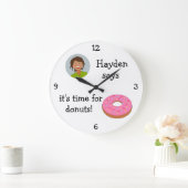 Grande Horloge Ronde Ajoutez votre photo : 'Il est temps pour les beign (Maison)