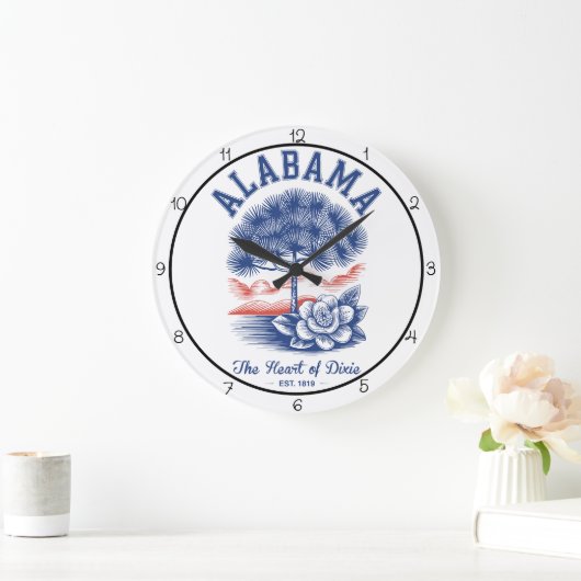 Grande Horloge Ronde Alabama Heart Dixie (Maison)