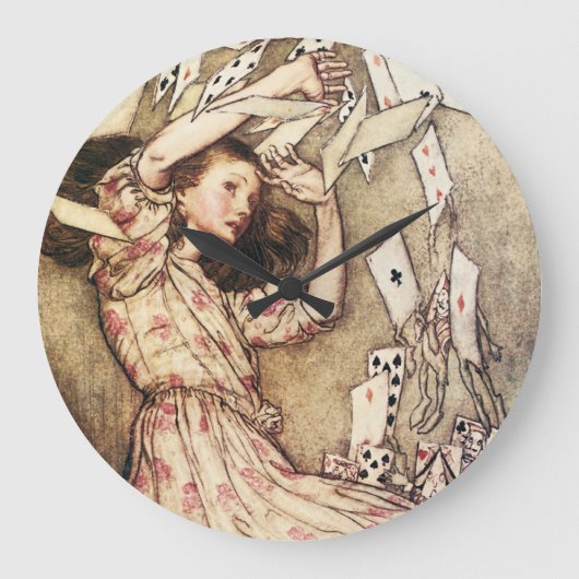 Grande Horloge Ronde Alice au Flying Cards Clock (Recto)