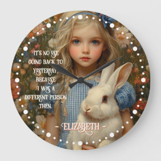 Grande Horloge Ronde Alice au pays des merveilles Lapin Blanc Vintage