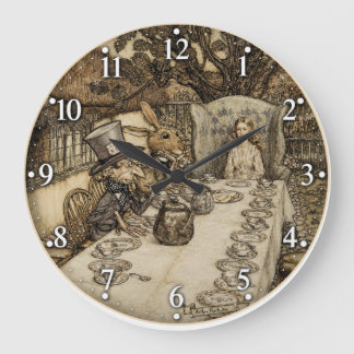 Grande Horloge Ronde Alice au Pays des Merveilles Thé à la Menthe