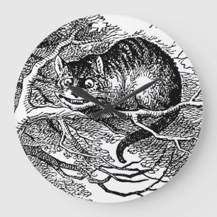 Grande Horloge Ronde Alice au Pays des Merveilles vintage, Chat du Ches
