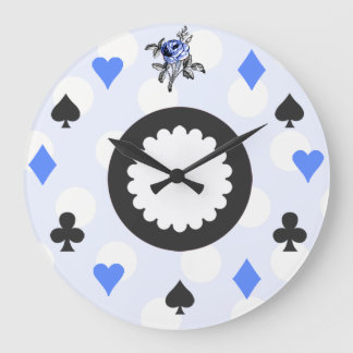 Grande Horloge Ronde Alice bleue au pays des merveilles orienté