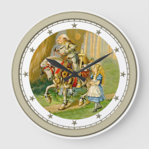 Grande Horloge Ronde Alice et le chevalier blanc par le psyché