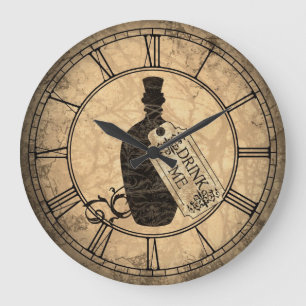 Grande Horloge Ronde Alice me boivent bouteille