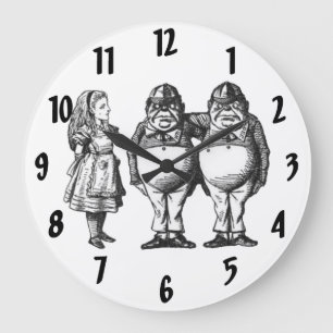 Grande Horloge Ronde Alice, Tweedle Dee et Tweedle l'horloge murale de