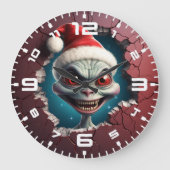 Grande Horloge Ronde alien 3D Christmas Mars Père Noël (Recto)