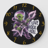 Grande Horloge Ronde Alien de l'espace à la peau verte (Recto)