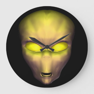 Grande Horloge Ronde Alien d'or