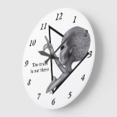 Grande Horloge Ronde Alien gris, la vérité est là (Angle)