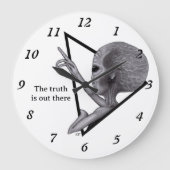 Grande Horloge Ronde Alien gris, la vérité est là (Recto)