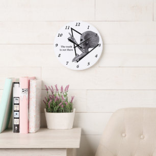 Grande Horloge Ronde Alien gris, la vérité est là