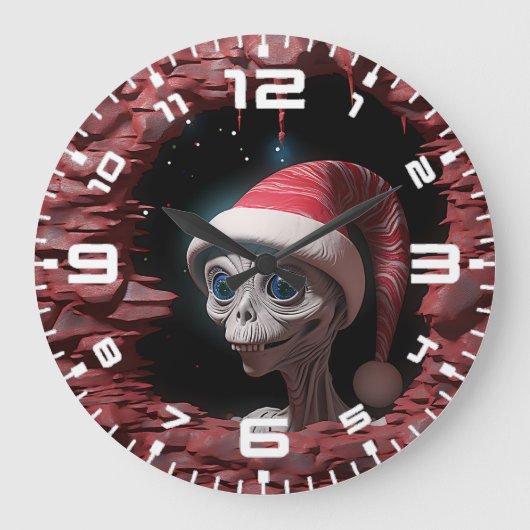 Grande Horloge Ronde alien Mars de Noël 3D (Recto)