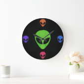 Grande Horloge Ronde Alien multicolore Clignotement de la face (Maison)