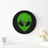 Grande Horloge Ronde alien vert tête pour science-fiction extraterrestr (Maison)