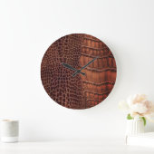 Grande Horloge Ronde Aligator Classic Reptile en cuir (Faux) (Maison)