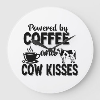 Grande Horloge Ronde Alimenté par le café et les baisers de vache