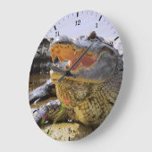 Grande Horloge Ronde Alligator américain (Angle)