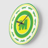 Grande Horloge Ronde Alligator vert Crocodile Gator initial (Angle)
