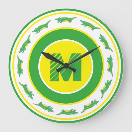 Grande Horloge Ronde Alligator vert Crocodile Gator initial (Recto)
