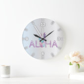 Grande Horloge Ronde Aloha Hawaiian Ananas, Argent (Maison)