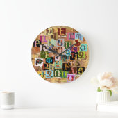 Grande Horloge Ronde Alphabet de texture arménien (Maison)