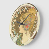 Grande Horloge Ronde Alphonse Mucha Peinture (Angle)