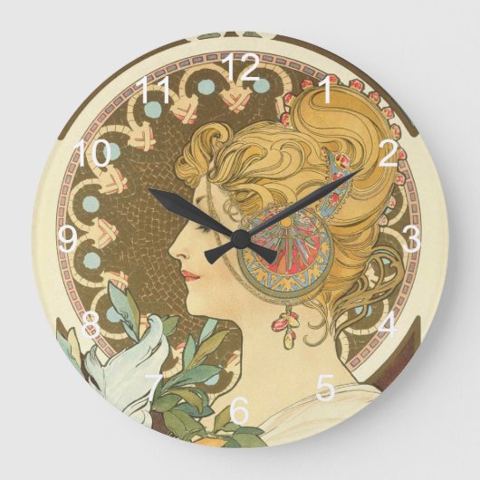 Grande Horloge Ronde Alphonse Mucha Peinture (Recto)