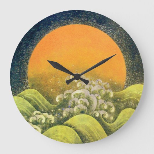 Grande Horloge Ronde AMATERASU, noir de vert jaune de DÉESSE du SOLEIL (Recto)